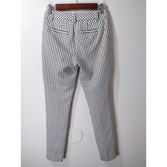 Cabi White Windowpane Gingham Print Skinny Trouser Pants Women's Size 0 - Picture 5 of 9